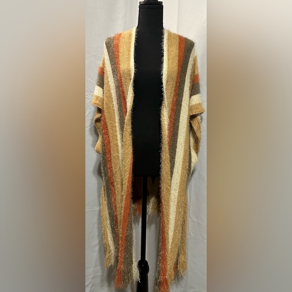 KORI Eyelash Striped Poncho S/M Sweater Cardigan